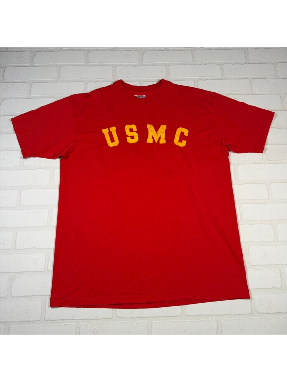 Vintage USMC Boston University NROTC Single Stitch T-Shirt Size XL Red Made USA